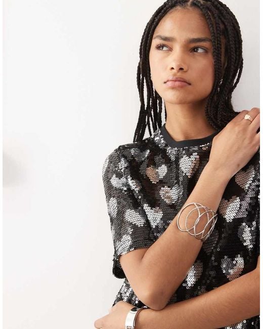 Noisy May Natural Heart Detail Sequin T-shirt Dress