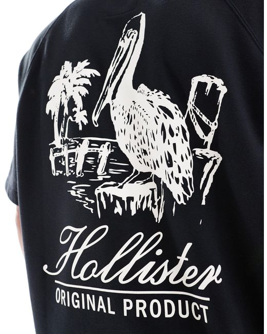 Sweat oversize en tissu-éponge à manches courtes et logo Hollister pour homme en coloris Black