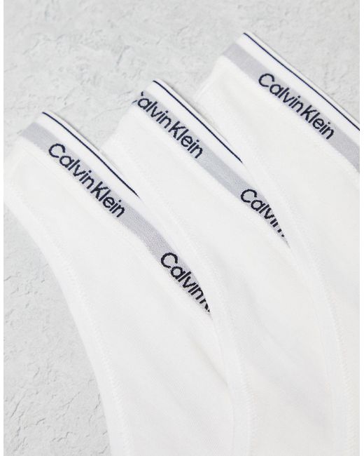 Calvin Klein White 3 Pack Modern Logo Thong