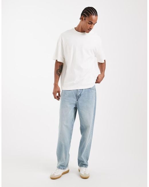 Only & Sons White Structured Oversized T-shirt for men