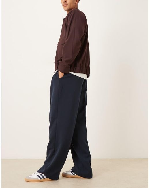 Pantalones De Vestir De Pernera Ancha Con Cinturilla Elástica Y Pinzas Invertidas De ASOS de hombre de color Black