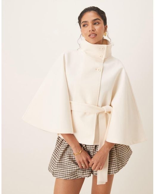 Gina Tricot Natural Funnel Neck Belt Cape Jacket
