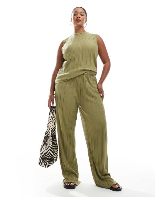 Vero Moda Green – ärmelloses plissiertes oberteil