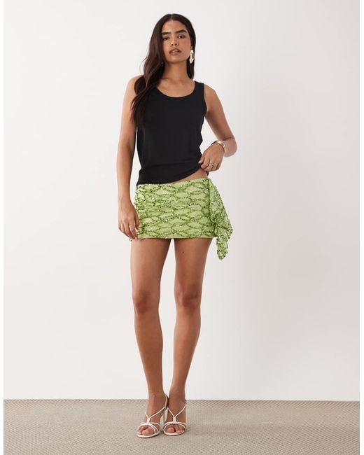ASOS Green Sequin Mini Skirt With Ruffle Detail