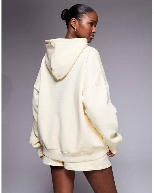 Kaiia White Studio Cotton Rich Embroidered Logo Oversized Hoodie