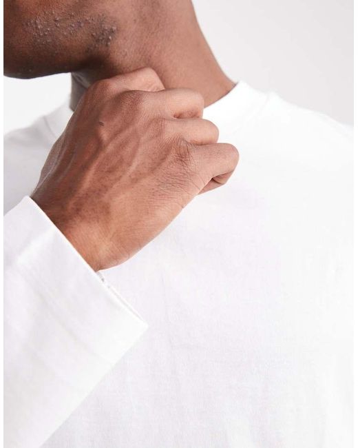 ASOS Basic Oversized T-Shirt Met Lange Mouwen in het White voor heren