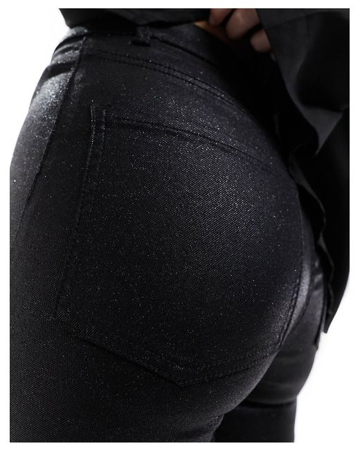 Jeans skinny a vita alta neri glitterati di Pimkie in Black