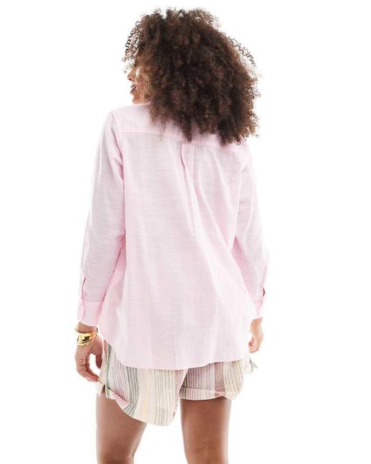 ONLY Pink Loose Fit Textured Shirt