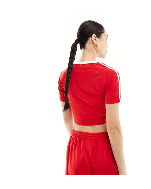 Camiseta roja muy entallada con detalle Adidas Originals de color Red