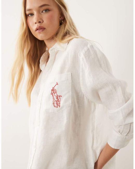 Polo Ralph Lauren White Linen Sport Shirt