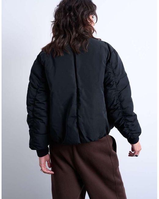 TOPSHOP Blue Padded Hybrid Bomber Jacket