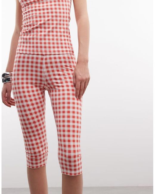 Monki Red Stretch Capri Pants Co-ord
