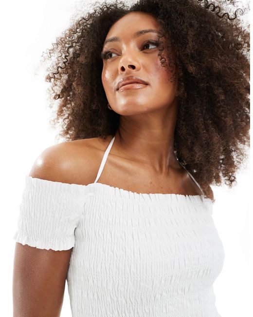 Tommy Hilfiger White – gerafftes fit-and-flare-kleid