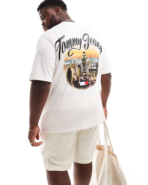 Camiseta blanco hueso holgada con estampado Tommy Hilfiger de hombre de color White