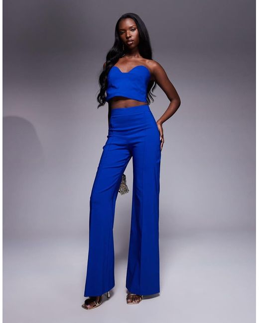 Vesper Blue High Waisted Wide Leg Trousers