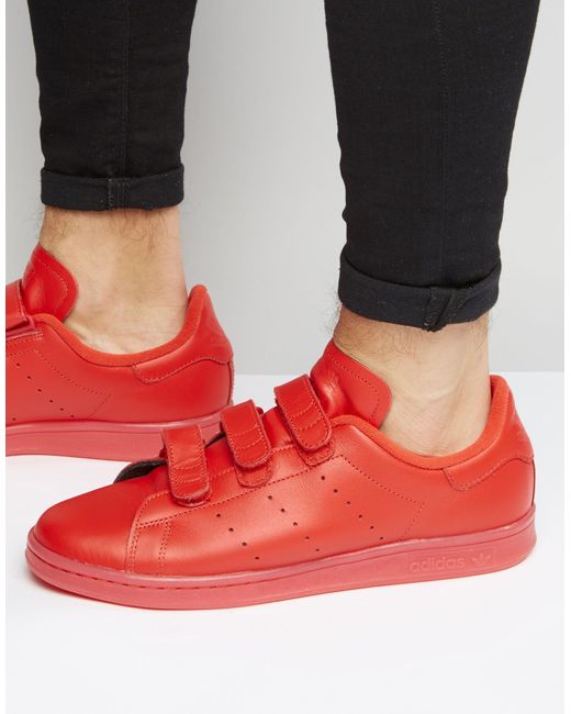 Adidas Originals Stan Smith Velcro Trainers In Red S80043 for men