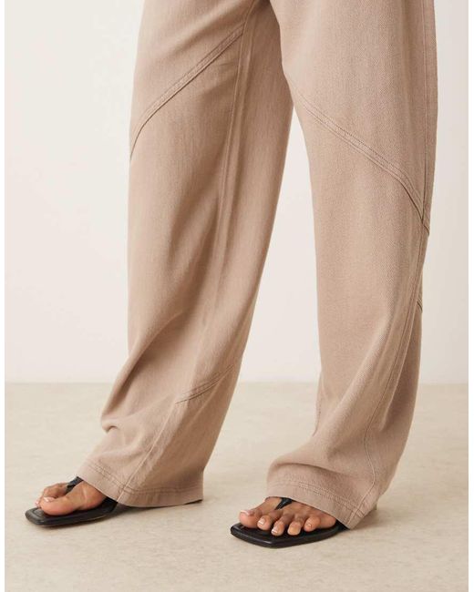 ASOS Natural Asos Design Tall Oversized Trousers With Laundered Utility Detail