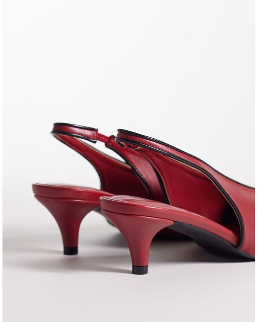 Glamorous Pink Slingback Kitten Heel Shoes