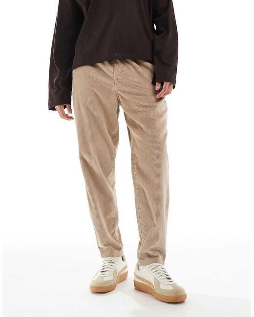 New Look Black Pull On Cord Pants for men