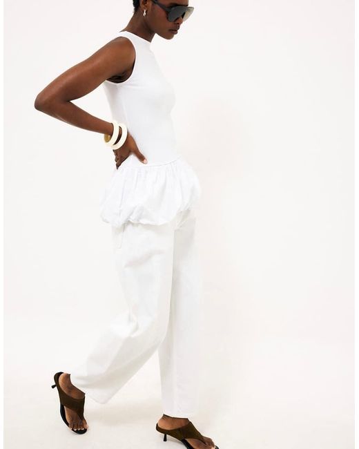 NA-KD White Peplum Top