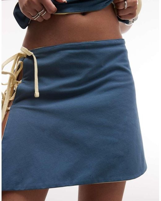 Susmie's Natural Bora Reversible Mini Skirt With Tie Side