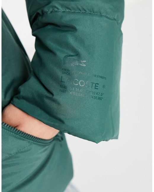 Lacoste Green Puffer Jacket With Hood