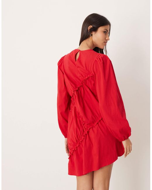 Ghospell Red – caro – minikleid aus strukturiertem baumwollmix