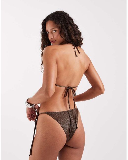 Motel Natural Co-ord Lentra Spiral Bead Tie Waist Bikini Bottoms