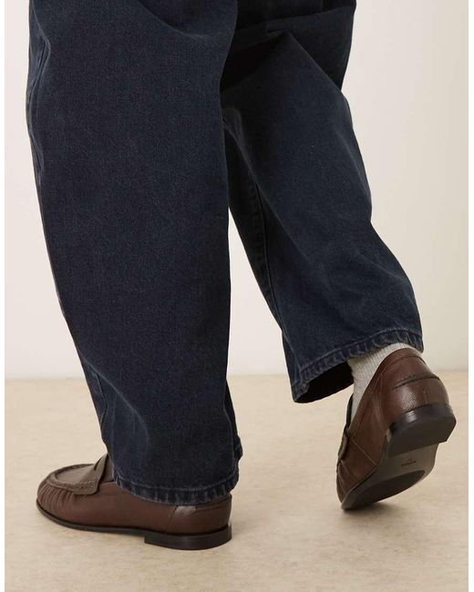 Mango Blue 100% Leather Loafers