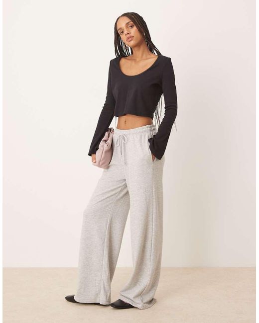 ASOS Black Ribbed Long Sleeve Boxy Crop Top With Trim Detail