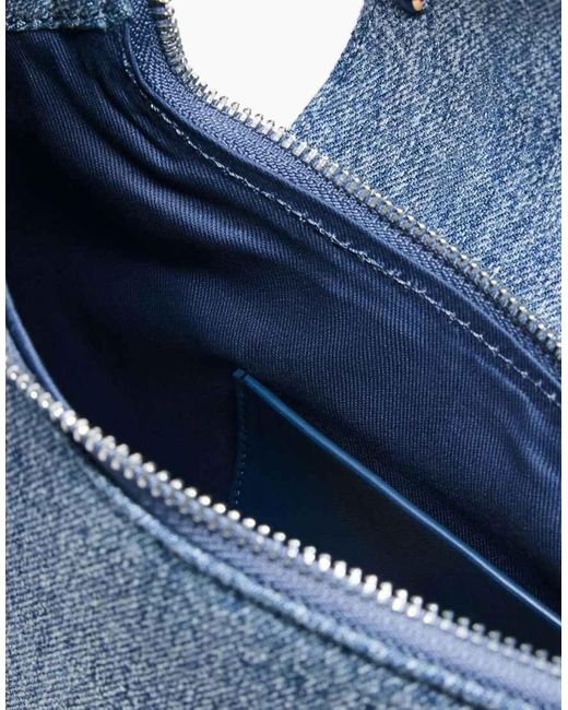 Desigual Blue Embroidered Denim Bag