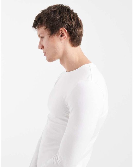 ASOS White Essentials Long Sleeve Muscle Fit T-shirt for men