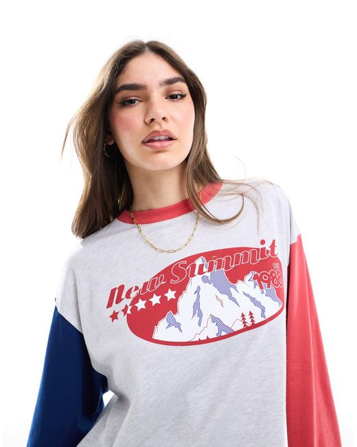 ASOS White Long Sleeve Top With Mountain Graphic