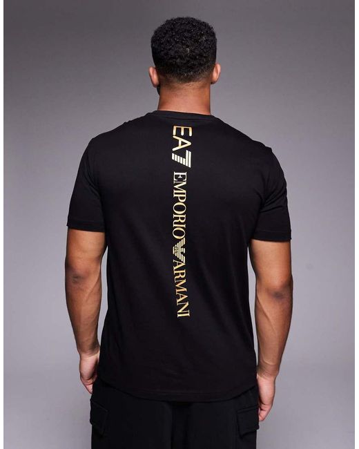 EA7 Black Armani Small Logo T-shirt for men