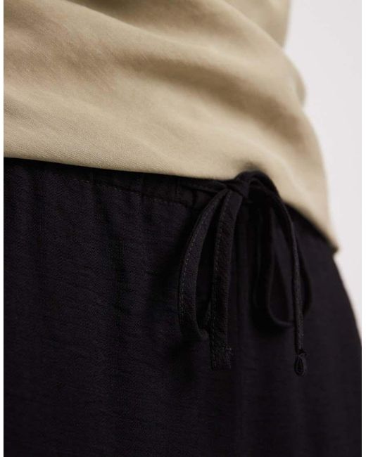 New Look Black Linen Look Wide Leg Drawstring Trousers