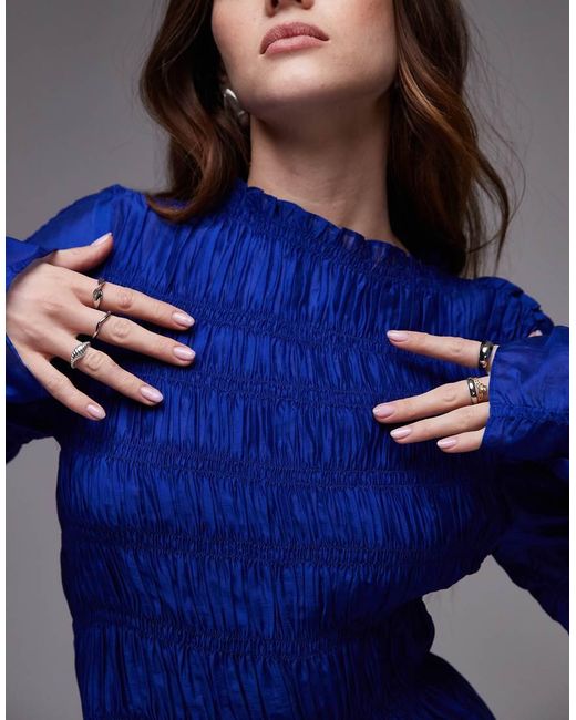 & Other Stories Top Met Lange Mouwen En Rimpeleffect in het Blue