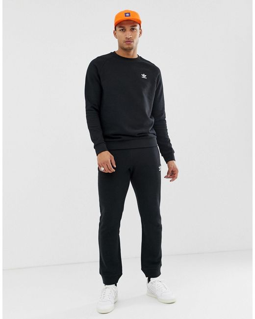 adidas Originals Cotton Essentials Sweatshirt Small Logo in Black for Men |  Lyst