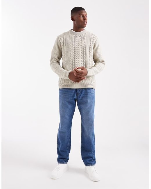 Jack & Jones Blue Cable Knit Jumper for men