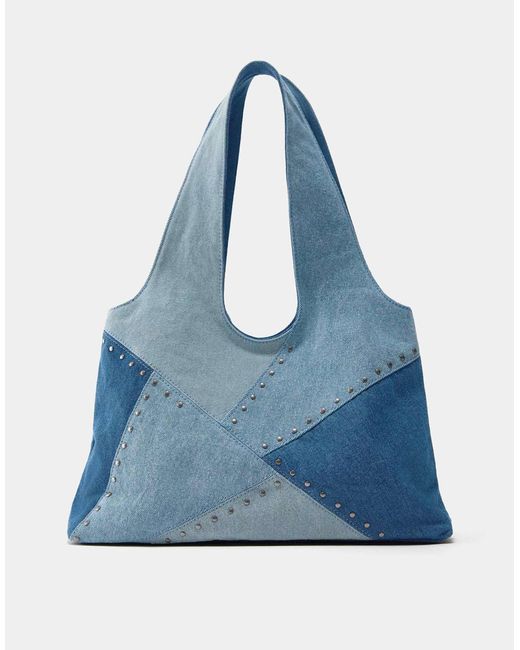 Cabas en jean effet patchwork Pull&Bear en coloris Blue