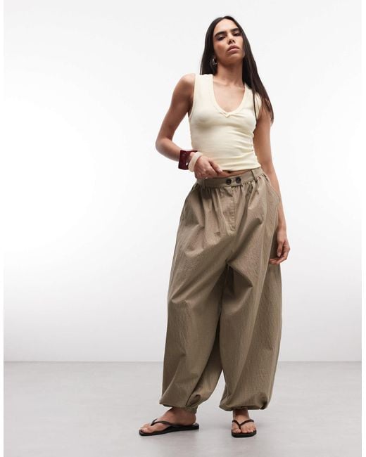 Collusion Natural Low V Neck Exposed Seam Ribbed Singlet