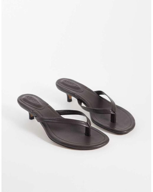 ARKET Brown Premium Leather Kitten Heel Thong