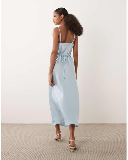 New Look White Satin Cowl Neck Midi Dress