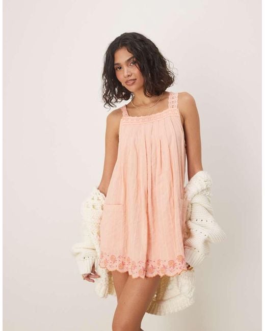 Free People Pink Latecia Smocking Detail Babydoll Mini Dress