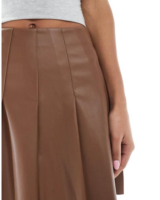New Look White Pu Pleated Mini Skirt
