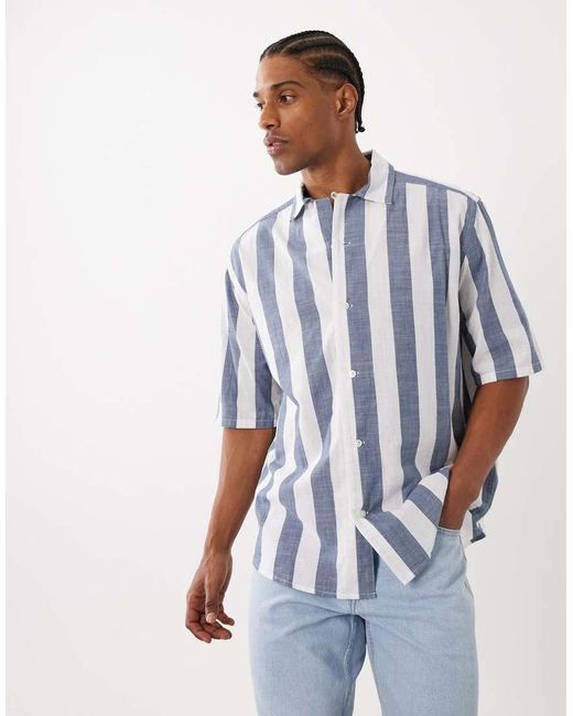 Only & Sons Oversized Gestreept Overhemd Van Katoen in het Blue voor heren