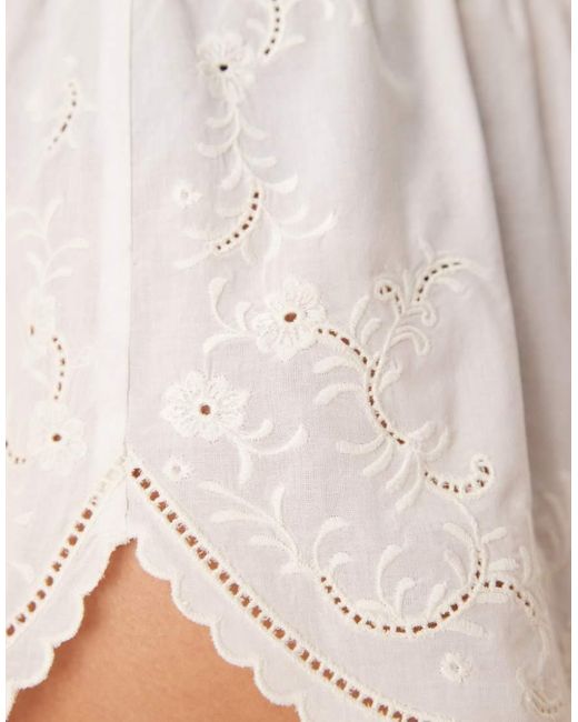 Abercrombie & Fitch Natural Nightwear Scallop Trim Flippy Shorts