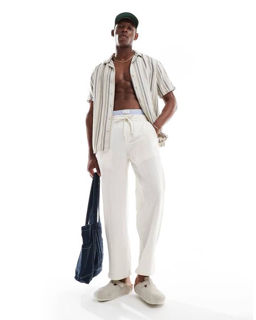 Only & Sons White Textured Revere Collar Shirt for men