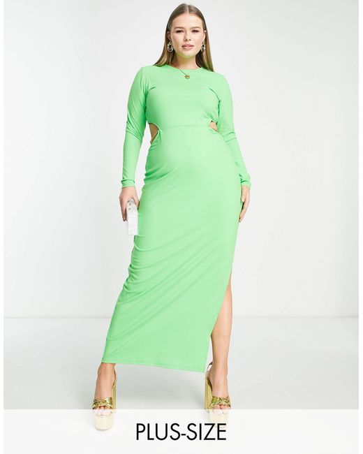 SIMMI Green Simmi clothing plus – langärmliges maxikleid