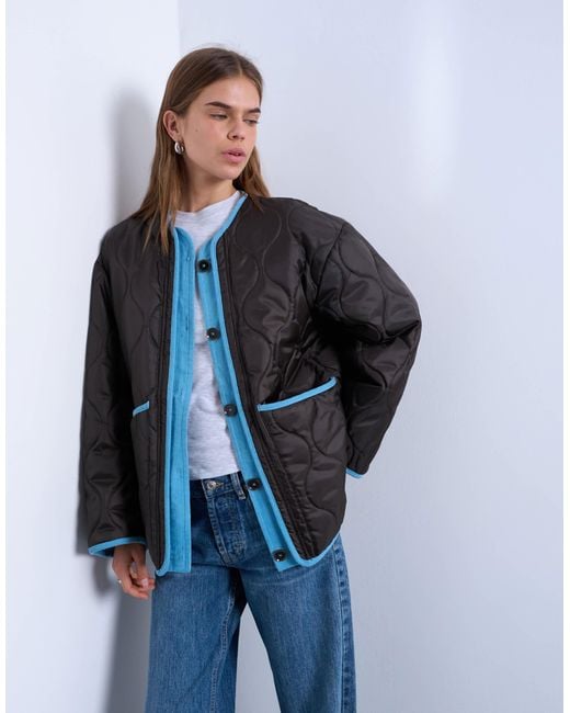TOPSHOP Blue Double Layer Fronted Liner Jacket
