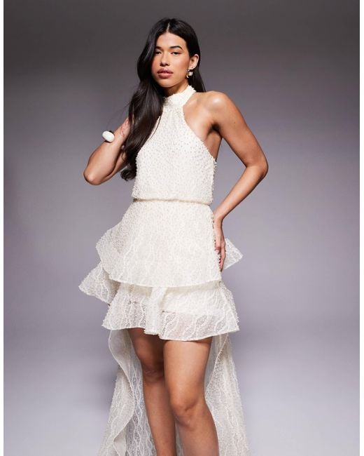 asos white halter neck dress AWARE Textured Halter Maxi Dress in White